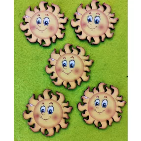    Nyomtatott ,fa alapú HDF(nem tömörfa) Napocska szemmel 	5db/csomag	7x6,5 cm 