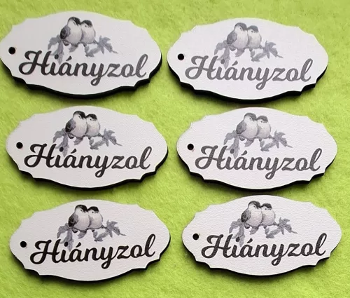  Nyomtatott fa Madárkás Hiányzol felirattal	6db/csomag	8x4cm 