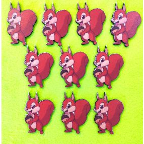  Nyomtatott fa Mókus makkal 	10db/csomag	3,8x5,5cm 