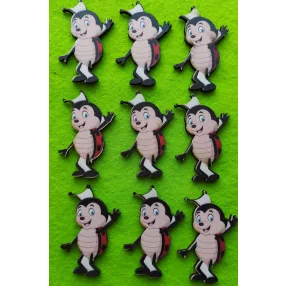 Nyomtatott fa Integető  Katica 	9db/csomag	6x4cm 