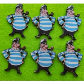    Nyomtatott ,fa alapú HDF(nem tömörfa)     hajós kapitány pipával 	6db/csomag	5x7cm 