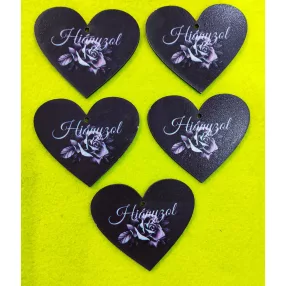    Nyomtatott fa Fekete Szív Hiányzol  felirattal	5db/csomag	6x7cm 