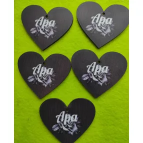    Nyomtatott fa Fekete Szív Apa  felirattal	5db/csomag	6x7cm 