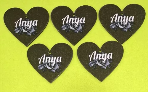  Nyomtatott fa Fekete Szív Anya  felirattal	5db/csomag	6x7cm 