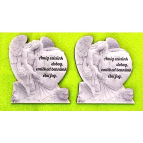    Nyomtatott fa Kőangyal szívvel Amíg szívünk …....	2db/csomag	10x9cm 