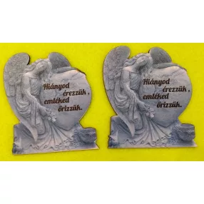   Nyomtatott fa Kőangyal szívvel Hiányod érezzük …....	2db/ csomag 	10x9cm 