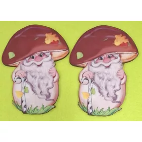 Nyomtatott fa manó barna gomba kalapban	2db/csomag	9x12cm 