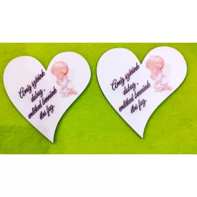    Nyomtatott fa Francia  szív Angyalkával l Amíg szívünk….	2db/csomag	12cm 