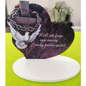   Nyomtatott  fa Vörös márványos Talpas szív keresztel  Kell ott 	1 szett	16x15cm talp 17,5x10