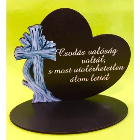   Nyomtatott  fa Talpas szív keresztel  Csodás valóság voltál..	1 szett	16x15cm talp 17,5x10cm 