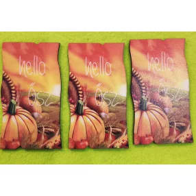   Nyomtatott fa Narancssárga háttér tökkőkel hello Ősz   Felirattal	3db/ csomag 	5,5x9,5cm 
