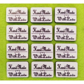 Nyomtatott  fa Hand Made With Love	 	3,5x2.5cm 