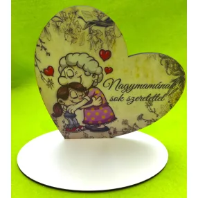    Nyomtatott fa  Talpas szív Nagymamának sok szeretettel	1 szett	15x15cm, talp 17,5x10 