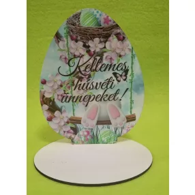    Nyomtatott fa  Talpas Tojás ,Hintázó nyuszi Kellemes húsvéti ünnepeket!	1 szett	12x16cm, talp 13x10 