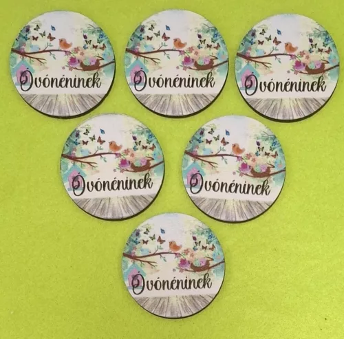  Nyomtatott fa Kör madárkás óvónéninek felirattal	6db/csomag	5cm  