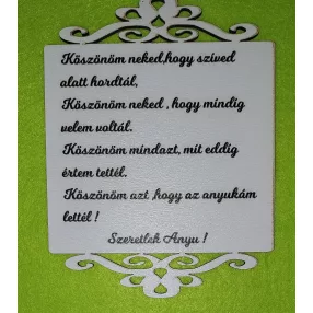  Nyomtatott fa Köszönöm Anyu  felirattal	1db	11x15cm  