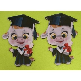  Nyomtatott fa Ballagó kis tehén	2db/ csomag 	9x9,5cm  