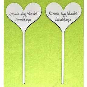   Nyomtatott Fa    Beszúrós szív Köszönöm,hogy felneveltél szeretlek anya	2db/ csomag 	18x8cm 