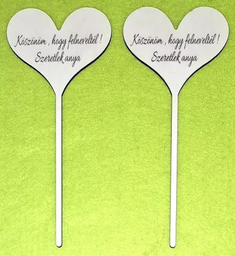 Nyomtatott Fa    Beszúrós szív Köszönöm,hogy felneveltél szeretlek anya	2db/ csomag 	18x8cm 