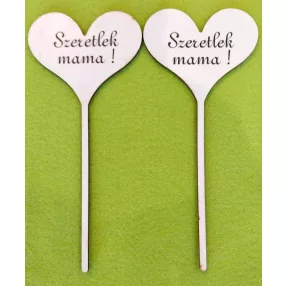   Nyomtatott Fa    Beszúrós szív  Szeretlek mama	2db/csomag	18x8cm 