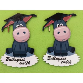   Nyomtatott Fa    Ballagó Csacsi  Ballagási emlék felirattal	2db/csomag	8x9,5cm 