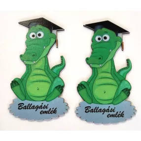  Nyomtatott Fa    Ballagó Krokodil   Ballagási emlék felirattal	2db/ csomag 	7,5x13cm 