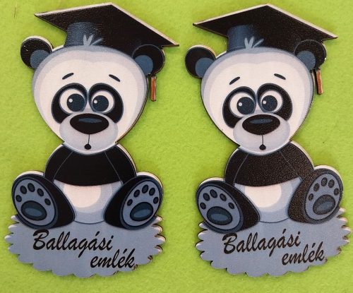 Nyomtatott Fa    Ballagó Panda maci   Ballagási emlék felirattal	2db/ csomag 	8x13cm