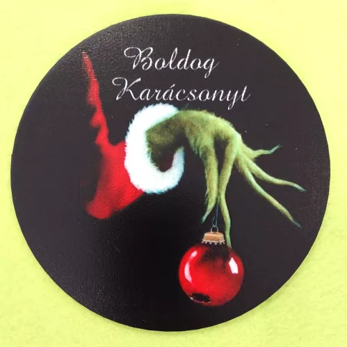 Nyomtatott ,fa alapú HDF(nem tömörfa)    Fekete színű,Grincs kéz nagy	1db	12cm 