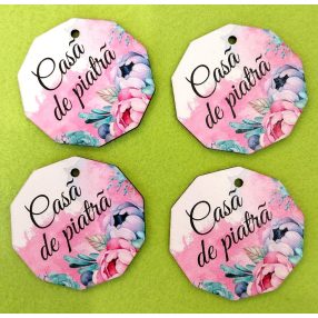    Nyomtatott Fa  Tábla Casa de piatra  Felirattal	4db/csomag	6,5cm 