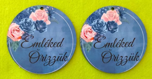  Nyomtatott fa Kör kék háttér  Emléked Őrizzük  felirattal	2db/csomag	10cm  