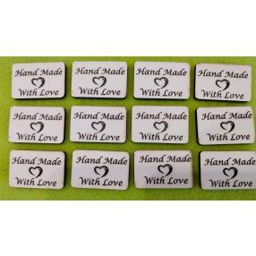 Nyomtatott fa  Hand Made With Love	 12db/csomag	3x2cm 