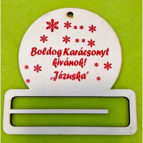   Nyomtatott  fa   Pénz átadó karácsonyfa dísz  Boldog Karácsonyt felirattal 	1db	10x10cm 