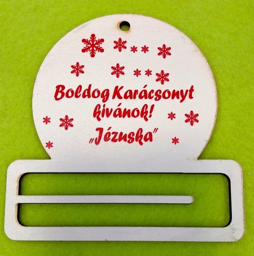 Nyomtatott  fa   Pénz átadó karácsonyfa dísz  Boldog Karácsonyt felirattal 	1db	10x10cm 