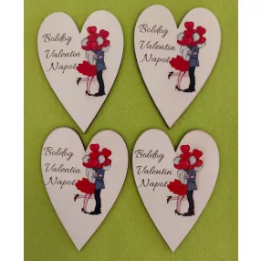   Nyomtatott Fa   Lufis lány Boldog Valentin Napot  felirattal 	 4db!csomag	6x8,5cm 
