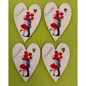   Nyomtatott Fa   Lufis lány Szeretlek  felirattal 	 4db!csomag	6x8,5cm 