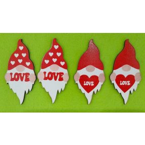 Nyomtatott Fa   Valentin napi  manók	4db/csomag	4,5x9,5cm 