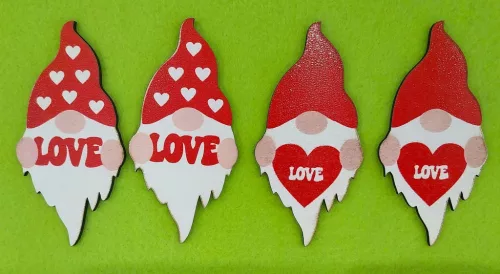 Nyomtatott ,fa alapú HDF(nem tömörfa)      Valentin napi  manók	4db/csomag	4,5x9,5cm 