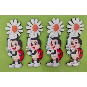 Nyomtatott Fa   Katica margarétával	4db/csomag	3,7x9,7cm 