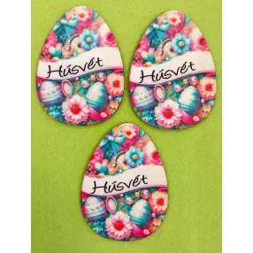   Nyomtatott Fa tojás Húsvéti    felirattal 	3db/ csomag 	6x8cm 