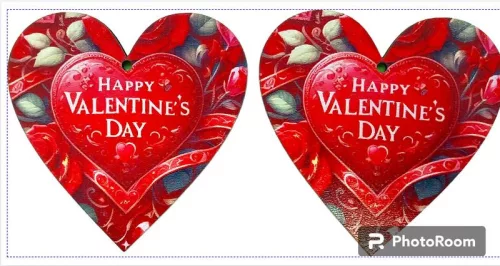 Nyomtatott Fa 10cm Valentin szív	2db/csomag	10cm 