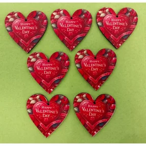 Nyomtatott Fa  5cm Valentin szív	7db/csomag	
