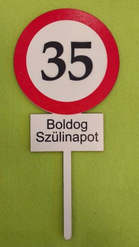 Nyomtatott Fa  beszúrós dísz Nagy Sebesség korlátozó  tábla Boldog Szülinapot 35	1db	10x23cm 