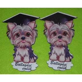   Nyomtatott fa  Kiskutya Ballagási emlék felirattal	2db/csomag	11x7,5cm 