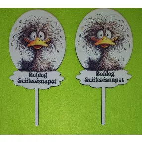   Nyomtatott ,fa alapú HDF(nem tömörfa)       Beszúrós Kis kacsa Boldog születésnapot  felirattal	2db/csomag	7x14cm 