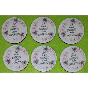   Nyomtatott Fa    Kör tábla Ha kerted virágos, életed varázsos….felirattal	6db/csomag	8x5cm 