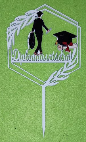  Nyomtatott fa beszúrós  dísz Fiúnak  diplomaosztódra    felirattal	1db/csomag	10x17cm 