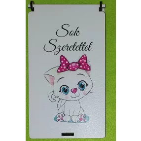   Nyomtatott fa  Ballagási pénzátadó doboz Cicás Sok szeretettel  felirattal	1 szett	10x18cm magasság 1,5cm  vastagság 3mm			