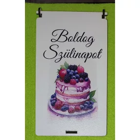   Nyomtatott fa alapú HDF(nem tömörfa)  Szülinapos  pénzátadó doboz Áfonya tortás Boldog Szülinapot  felirattal	1szett	10x18cm magasság 1,5cm  vastagság 2,5mm			