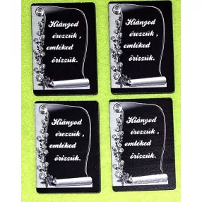   Nyomtatott fa Fekete papirusz Hiányod érezzük …....	4db/csomag	5x7cm 