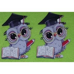    Nyomtatott fa Bagoly könyvel ,piros ceruzával	2db/csomag	7,5x10,5cm  